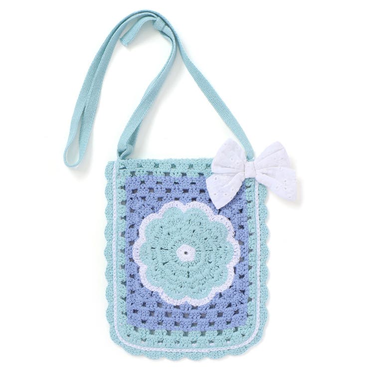ブルー | 【絵本コラボ-みつごようせいのおしゃれなドレスやさん-】お花かぎ編みポシェット | SLAP SLIP