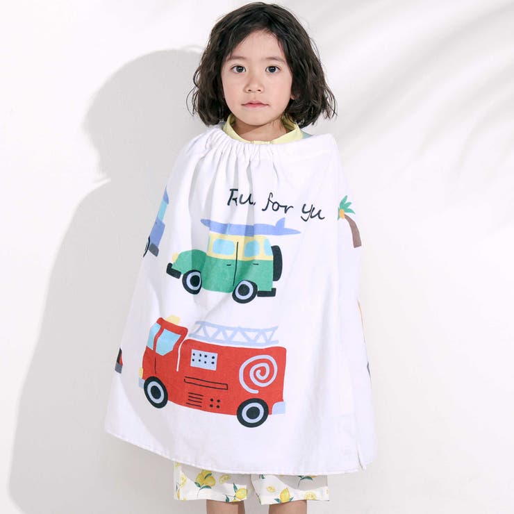 オフホワイト(くるま) | モチーフプリントラップタオル | SLAP SLIP