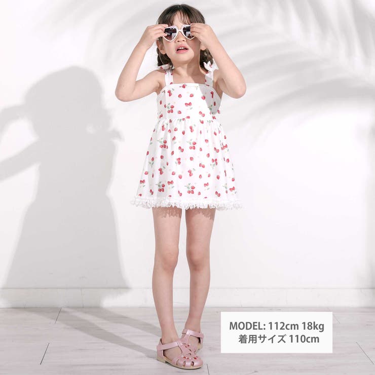 【お揃い】肩リボンフルーツ総柄ワンピース型スイムウェア(90~130cm) | SLAP SLIP | 詳細画像2 