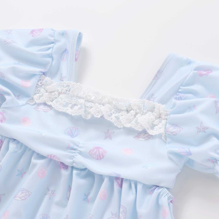 シェル柄フロントレースパフスリーブセパレート型スイムウェア(90~130cm) | SLAP SLIP | 詳細画像12 