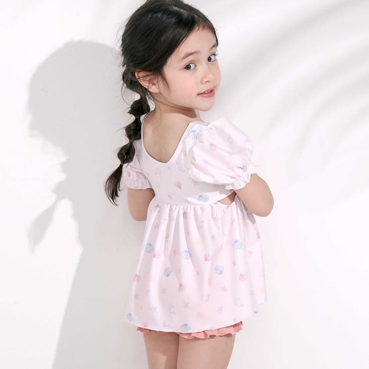 シェル柄フロントレースパフスリーブセパレート型スイムウェア(90~130cm) | SLAP SLIP | 詳細画像4 