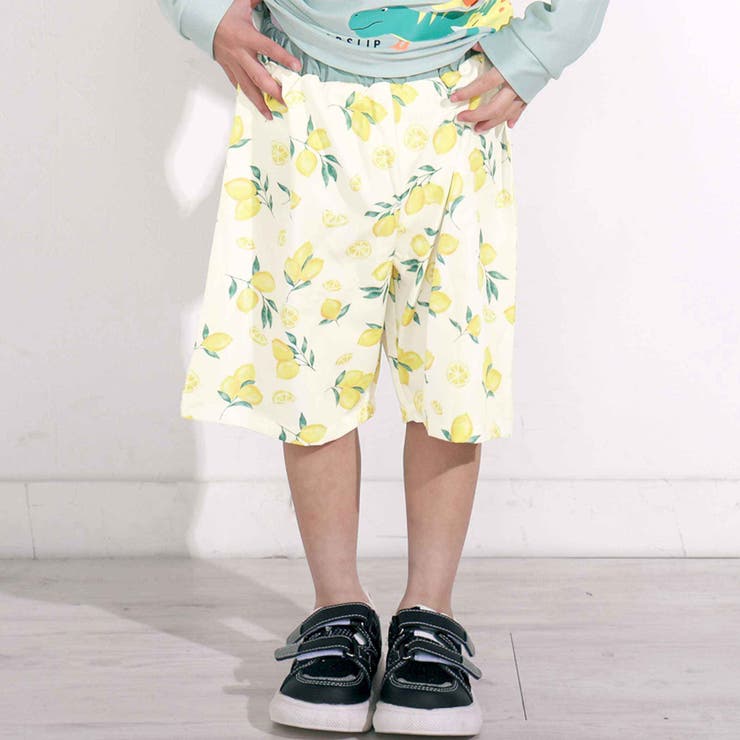 イエロー系(レモン) | 【お揃い】はたらくくるまうみのいきものフルーツ総柄パンツ型スイムウェア(90~1… | SLAP SLIP