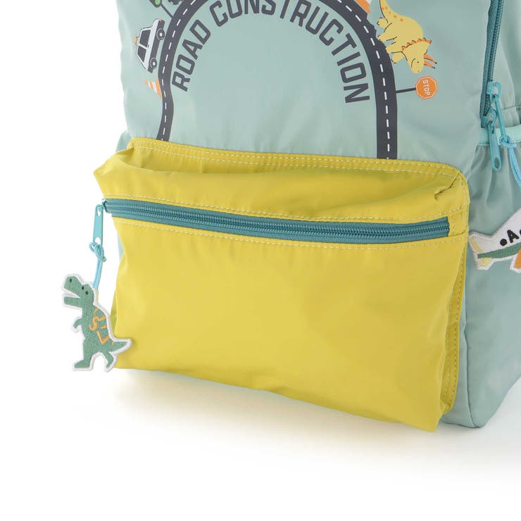 【お揃い】恐竜はたらくくるまワッペンチャーム付き配色ポケットリュック(M~L) | SLAP SLIP | 詳細画像10 
