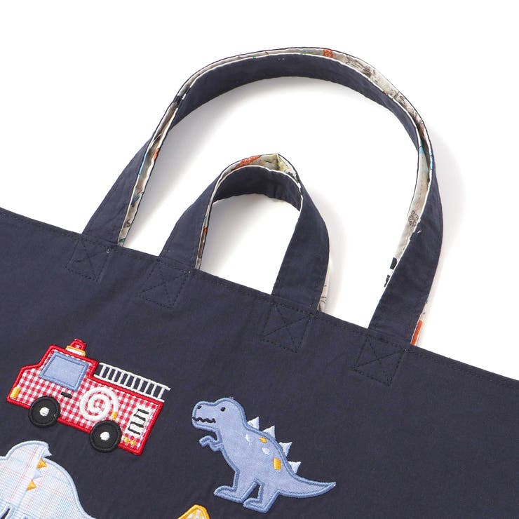 恐竜はたらくくるまパッチ刺しゅうリバーシブルレッスンバッグ | SLAP SLIP | 詳細画像15 