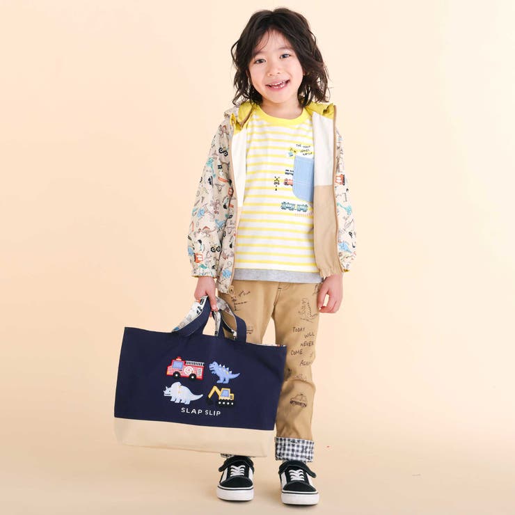 恐竜はたらくくるまパッチ刺しゅうリバーシブルレッスンバッグ | SLAP SLIP | 詳細画像5 