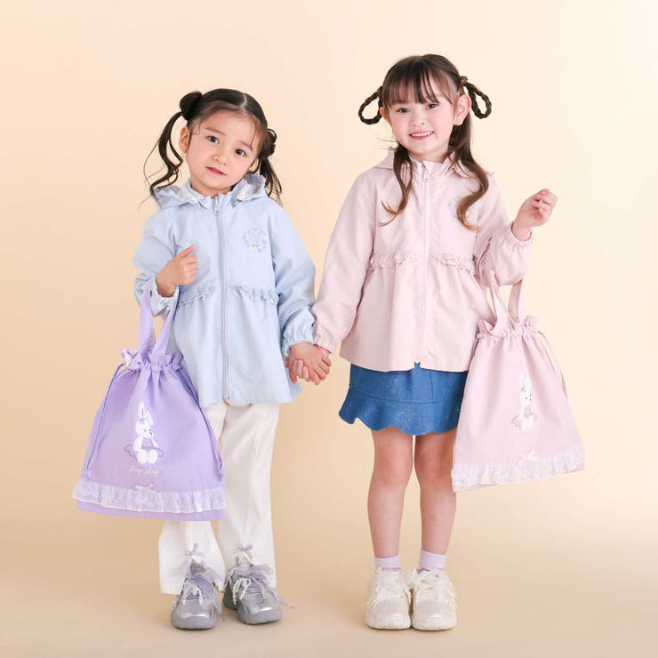 恐竜はたらくくるまウサギフリルリボン総柄お着替えバッグ | SLAP SLIP | 詳細画像2 