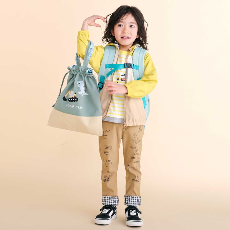 恐竜はたらくくるまウサギフリルリボン総柄お着替えバッグ | SLAP SLIP | 詳細画像3 