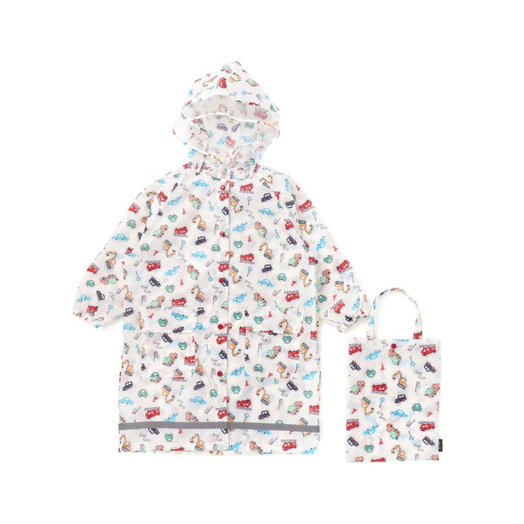 【お揃い】はたらくくるま花柄恐竜プリント総柄手提げ袋付きレインコート(95~13… | SLAP SLIP | 詳細画像7 
