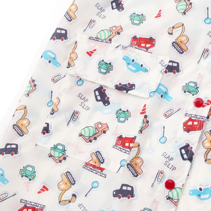 【お揃い】はたらくくるま花柄恐竜プリント総柄手提げ袋付きレインコート(95~13… | SLAP SLIP | 詳細画像9 