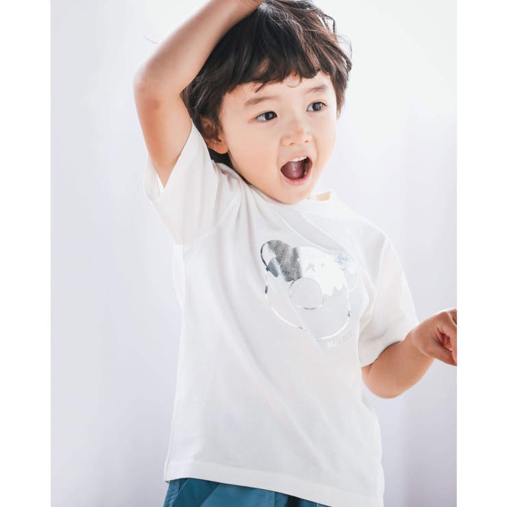 ホワイト | 箔プリント アニマル ドーナツ 天竺 Tシャツ (80~130cm) | SLAP SLIP