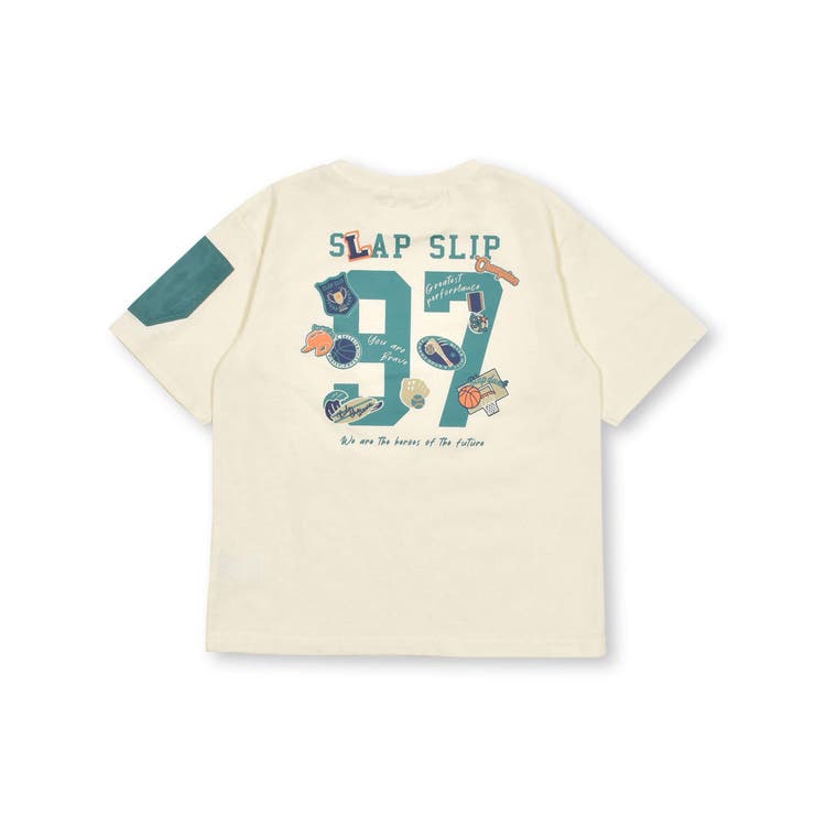 カレッジロゴ風プリント袖ポケット付半袖Tシャツ(90~130cm)[品番