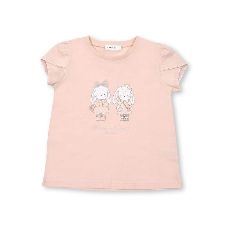 ピンク(ウサギ) | チュールリボンウサギ妖精モチーフ半袖Tシャツ(80~140cm) | SLAP SLIP