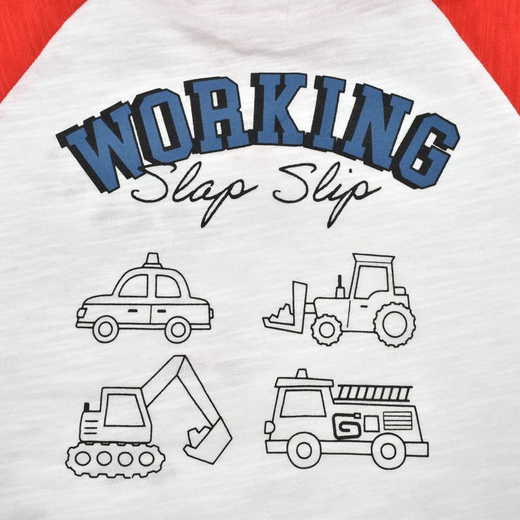 デニムポケット付きはたらくくるま刺しゅうラグランスリーブ半袖Tシャツ | SLAP SLIP | 詳細画像12 