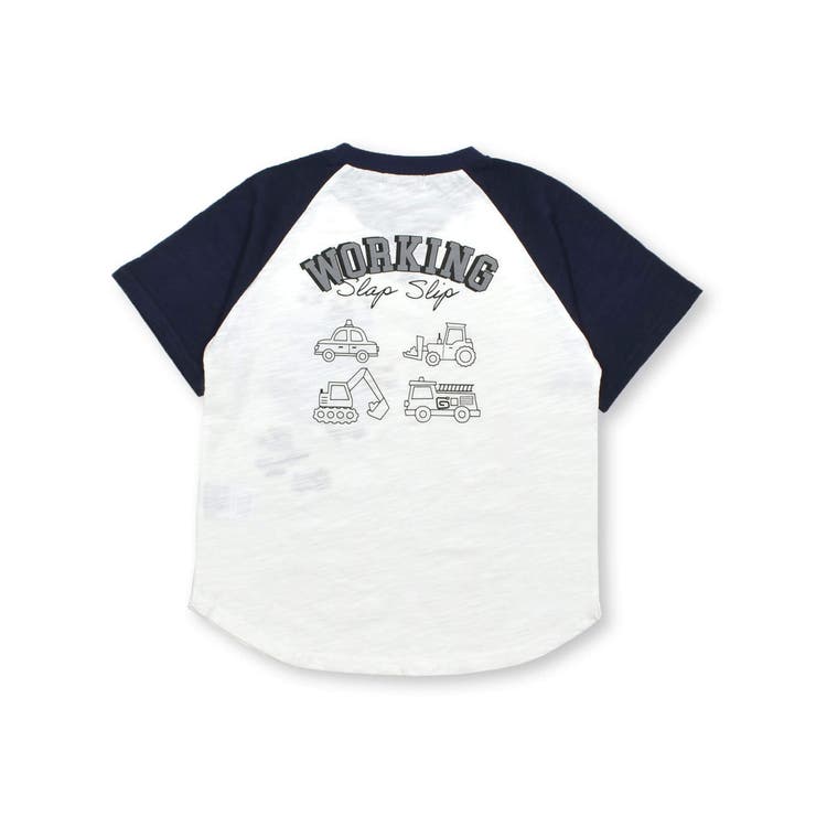 デニムポケット付きはたらくくるま刺しゅうラグランスリーブ半袖Tシャツ | SLAP SLIP | 詳細画像14 