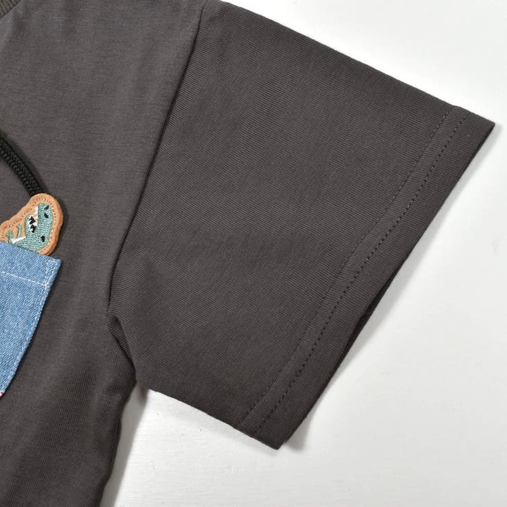 はたらくくるまプリント恐竜ひょっこりポケット付き半袖Tシャツ | SLAP SLIP | 詳細画像17 