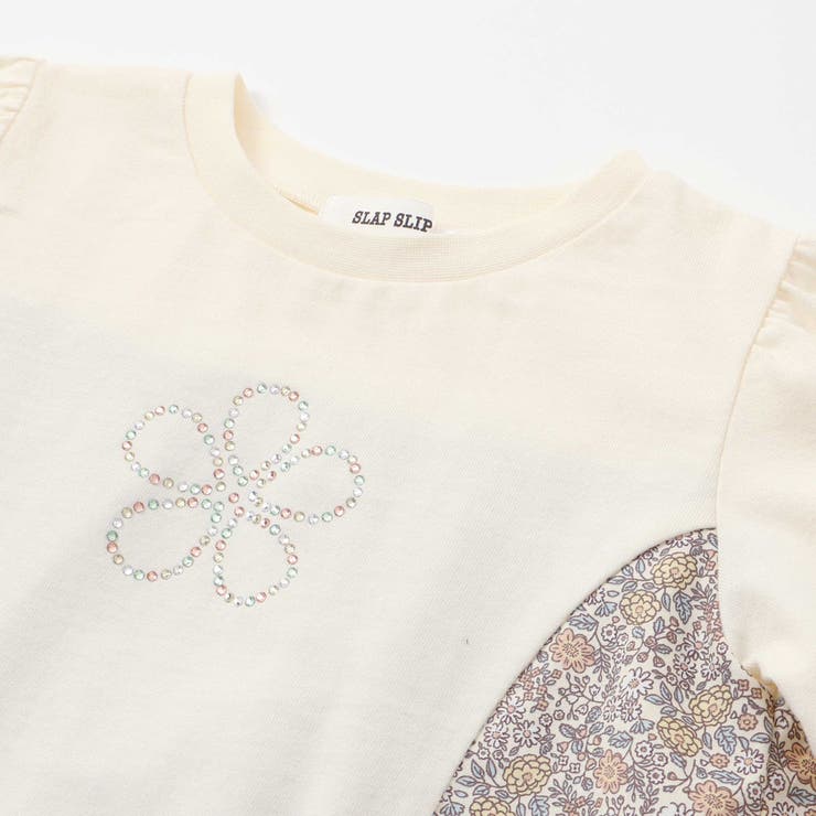 キラキララインストーンモチーフ切り替え7分袖Tシャツ(80~130cm) | SLAP SLIP | 詳細画像10 
