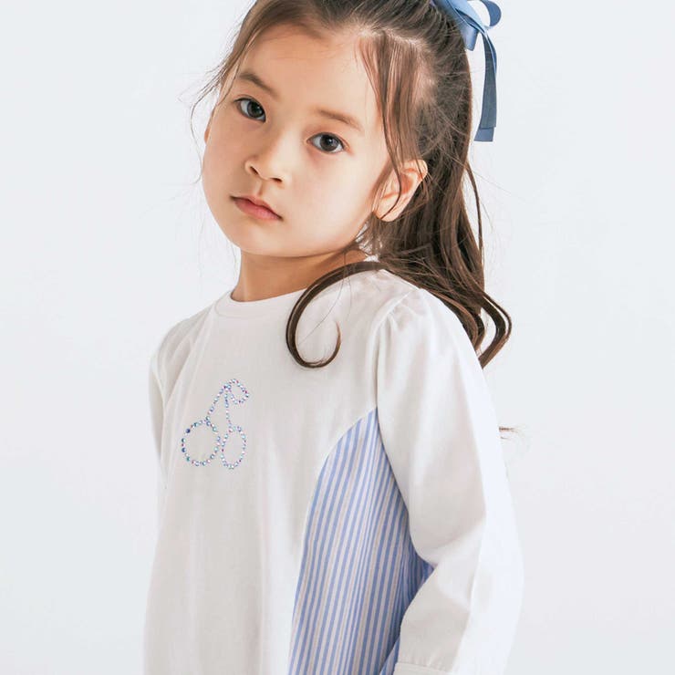 キラキララインストーンモチーフ切り替え7分袖Tシャツ(80~130cm) | SLAP SLIP | 詳細画像4 