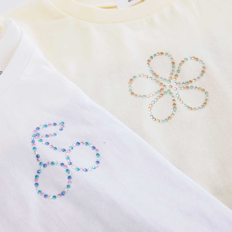 キラキララインストーンモチーフ切り替え7分袖Tシャツ(80~130cm) | SLAP SLIP | 詳細画像5 