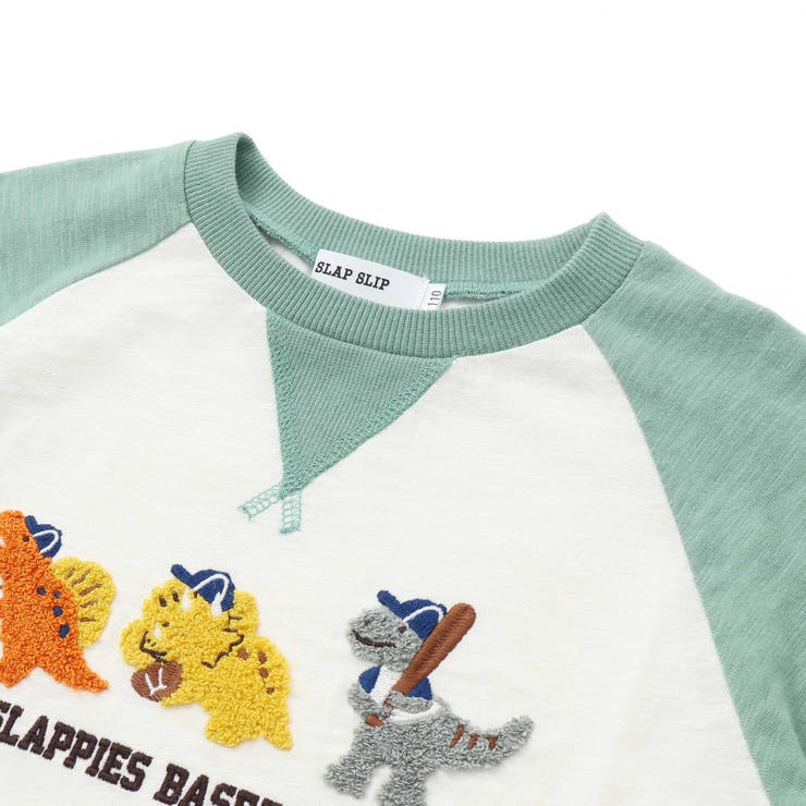 乗り物恐竜ポコポコサガラ刺しゅう7分袖ラグランTシャツ(80~130cm) | SLAP SLIP | 詳細画像11 