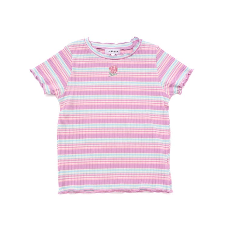 無地ボーダーワンポイント刺しゅう縁メロウTシャツ(80~130cm) | SLAP SLIP | 詳細画像19 