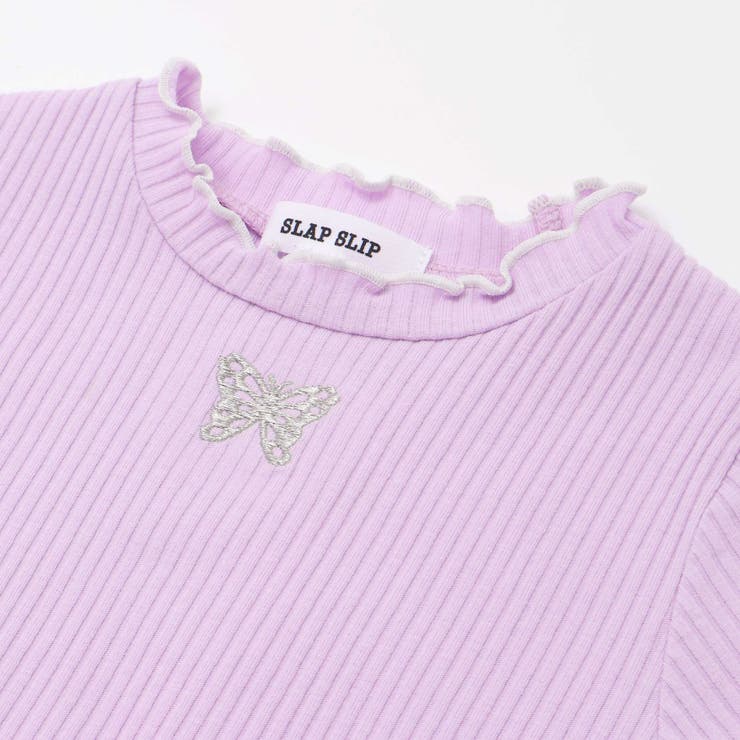 無地ボーダーワンポイント刺しゅう縁メロウTシャツ(80~130cm) | SLAP SLIP | 詳細画像9 