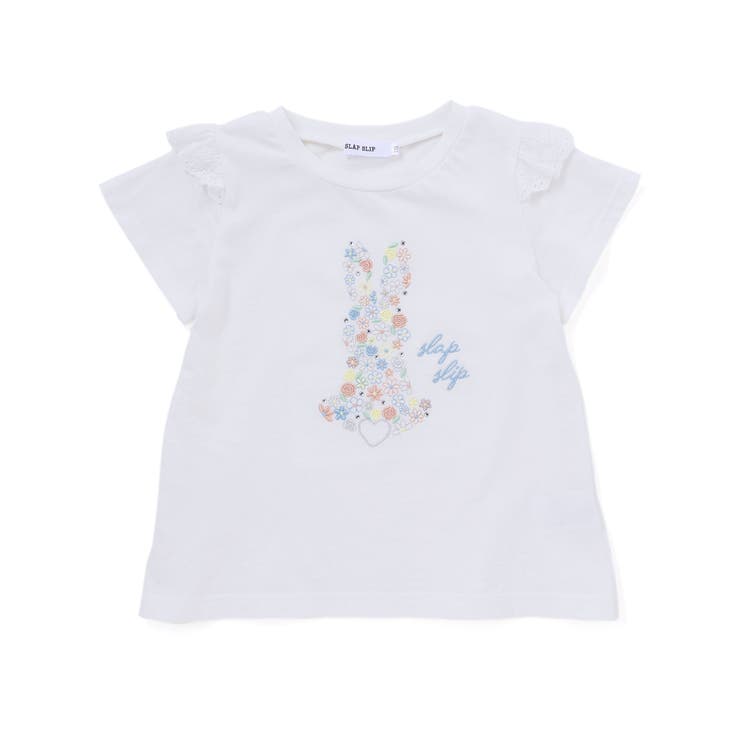 アニマルウサギフロント刺しゅうホットフィックスモチーフ肩レース半袖Tシャツ | SLAP SLIP | 詳細画像10 