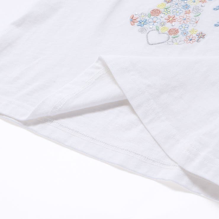 アニマルウサギフロント刺しゅうホットフィックスモチーフ肩レース半袖Tシャツ | SLAP SLIP | 詳細画像17 