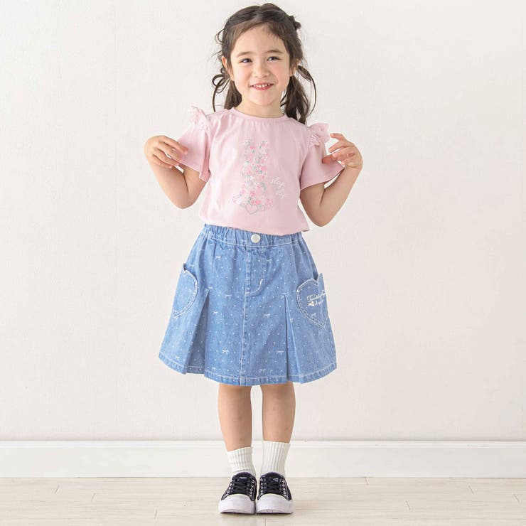 アニマルウサギフロント刺しゅうホットフィックスモチーフ肩レース半袖Tシャツ | SLAP SLIP | 詳細画像24 