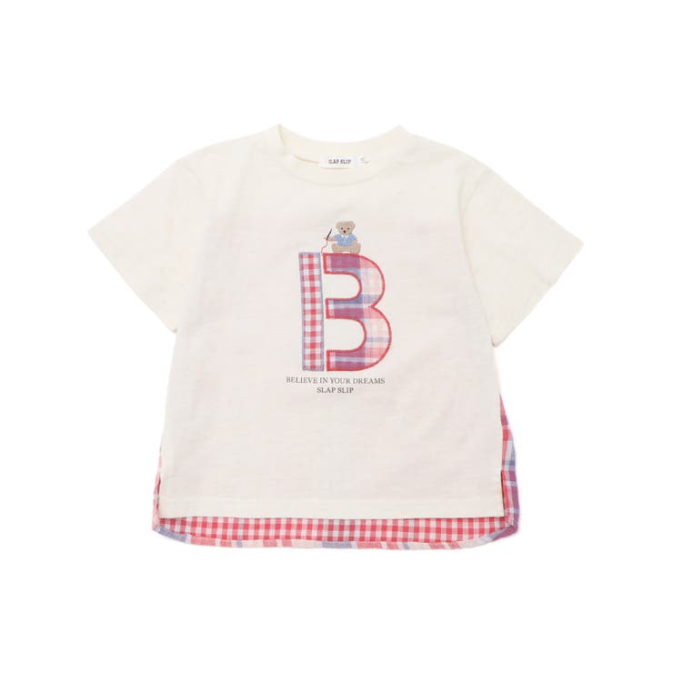 【お揃い】ダブルガーゼ切り替えロゴパッチ刺しゅう半袖Tシャツ(80~130cm) | SLAP SLIP | 詳細画像9 