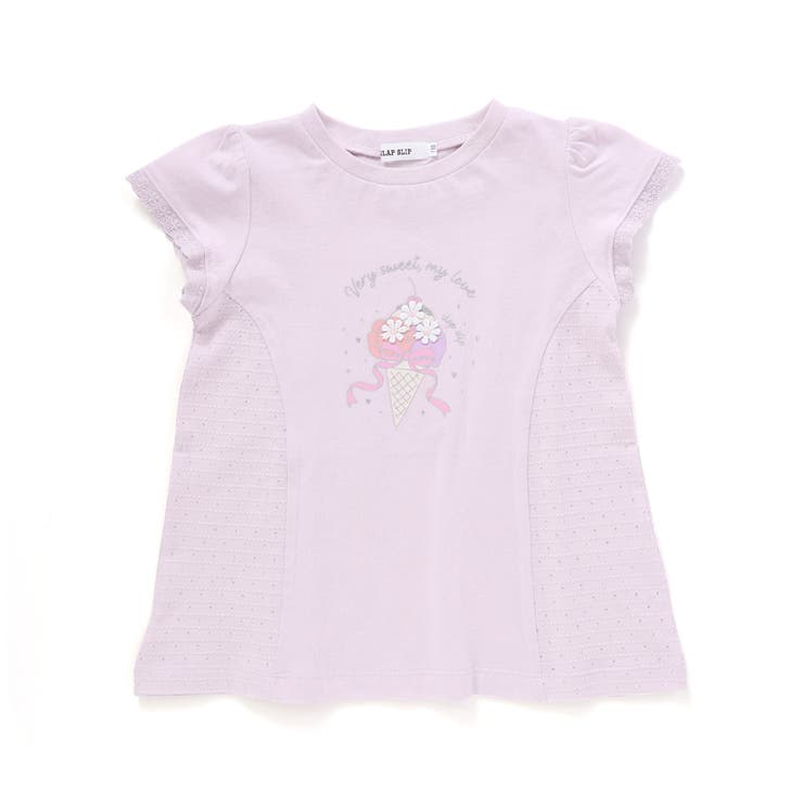 パープル系(アイス) | ピアノアイスサイド切り替えAラインTシャツ(80~130cm) | SLAP SLIP