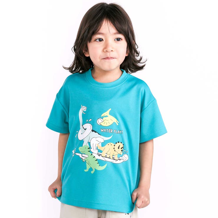 グリーン | 【水にぬれると色が変わる！？】恐竜水遊びプリントTシャツ(80~130cm) | SLAP SLIP