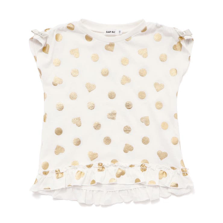 【接触冷感】裾フリルハートドット箔プリント柄Tシャツ(80~130cm) | SLAP SLIP | 詳細画像4 