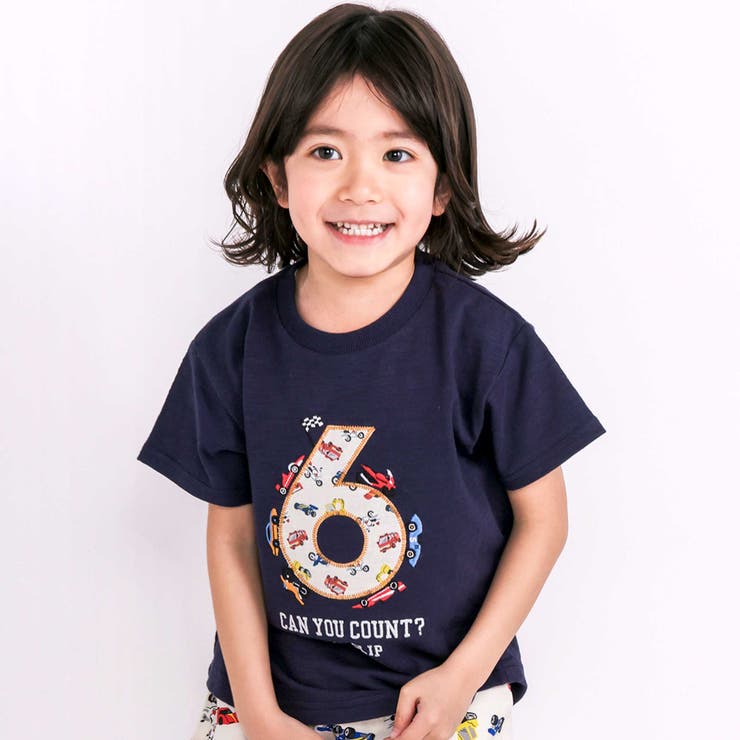 ネイビー | 【お揃い/接触冷感】総柄ナンバリングカウントパッチTシャツ(80~130cm) | SLAP SLIP