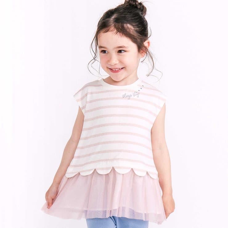 チュールドッキングラメボーダーキラキラトップス(80~130cm) | SLAP SLIP | 詳細画像1 