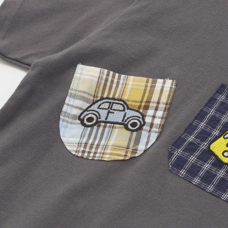 【吸汗速乾】チェックダンガリー色々ワッペン付きポケット半袖Tシャツ(80~130… | SLAP SLIP | 詳細画像16 