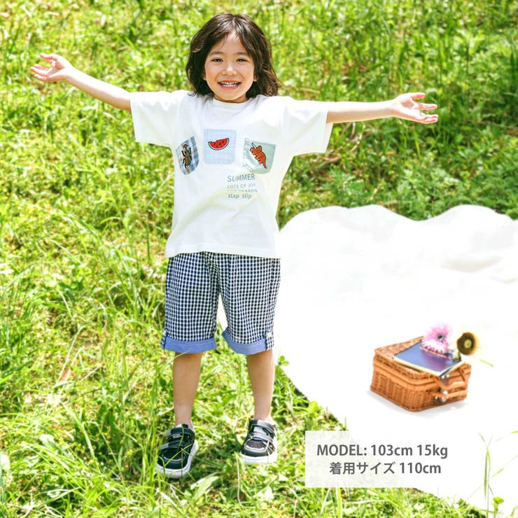 【吸汗速乾】チェックダンガリー色々ワッペン付きポケット半袖Tシャツ(80~130… | SLAP SLIP | 詳細画像2 