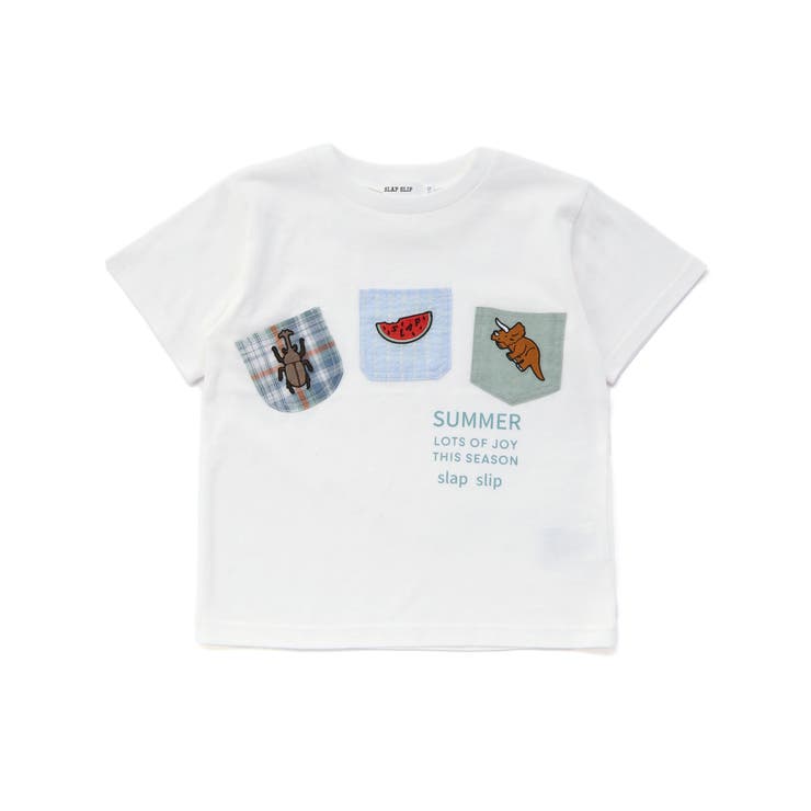 【吸汗速乾】チェックダンガリー色々ワッペン付きポケット半袖Tシャツ(80~130… | SLAP SLIP | 詳細画像6 