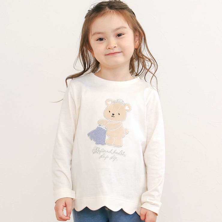 アニマルクマウサギイヌネコモチーフパッチ刺しゅう裾スカラップTシャツ(80~13… | SLAP SLIP | 詳細画像1 