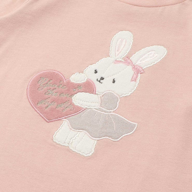 アニマルクマウサギイヌネコモチーフパッチ刺しゅう裾スカラップTシャツ(80~13… | SLAP SLIP | 詳細画像10 