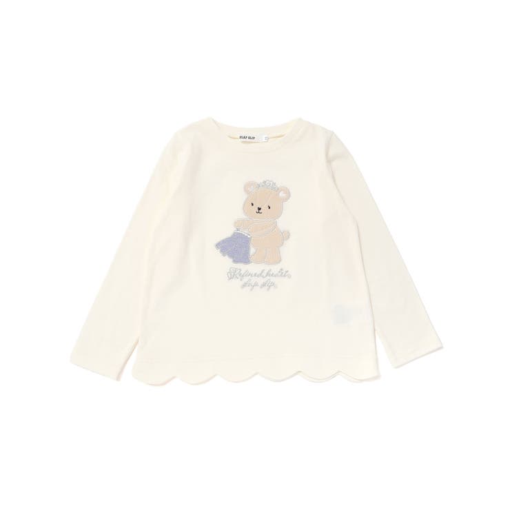 アニマルクマウサギイヌネコモチーフパッチ刺しゅう裾スカラップTシャツ(80~13… | SLAP SLIP | 詳細画像4 