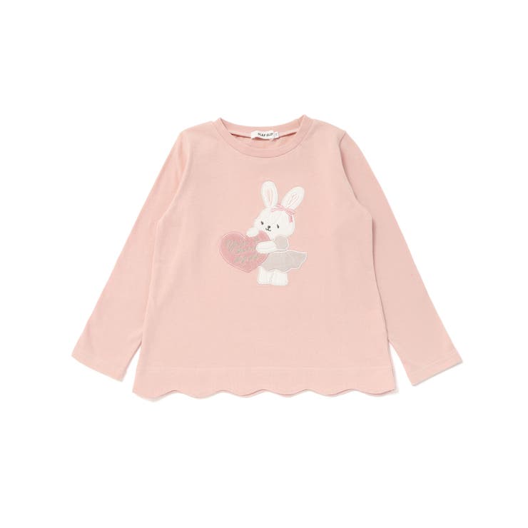 アニマルクマウサギイヌネコモチーフパッチ刺しゅう裾スカラップTシャツ(80~13… | SLAP SLIP | 詳細画像7 