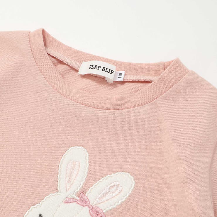 アニマルクマウサギイヌネコモチーフパッチ刺しゅう裾スカラップTシャツ(80~13… | SLAP SLIP | 詳細画像9 