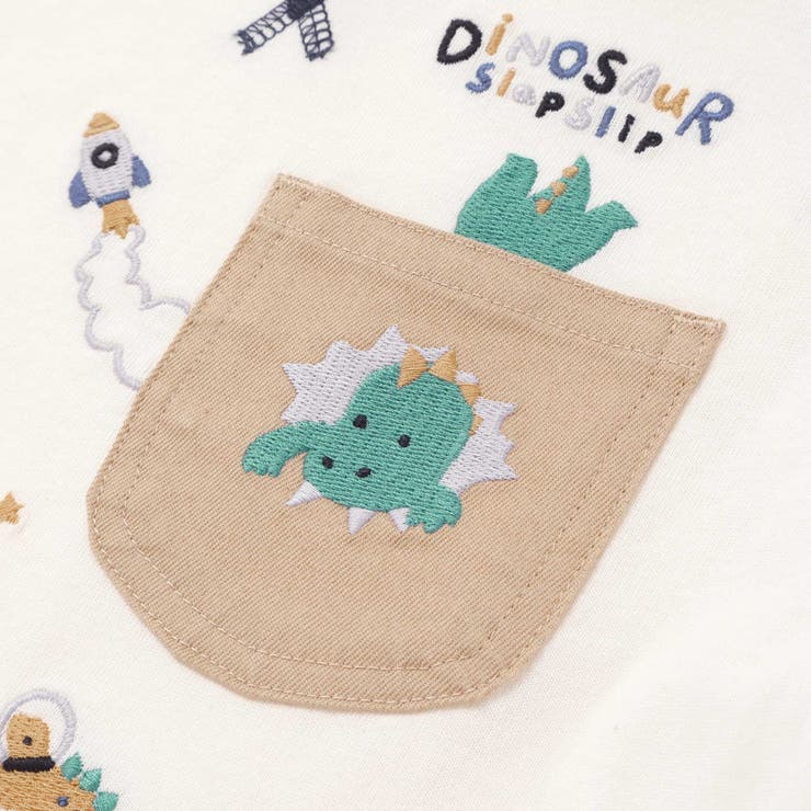 【お揃い】はたらくくるま恐竜刺しゅう胸ポケット付きラグランTシャツ(80~130… | SLAP SLIP | 詳細画像11 