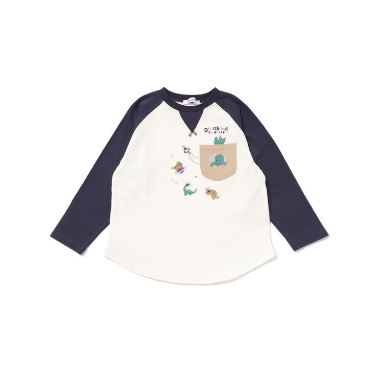 【お揃い】はたらくくるま恐竜刺しゅう胸ポケット付きラグランTシャツ(80~130… | SLAP SLIP | 詳細画像7 