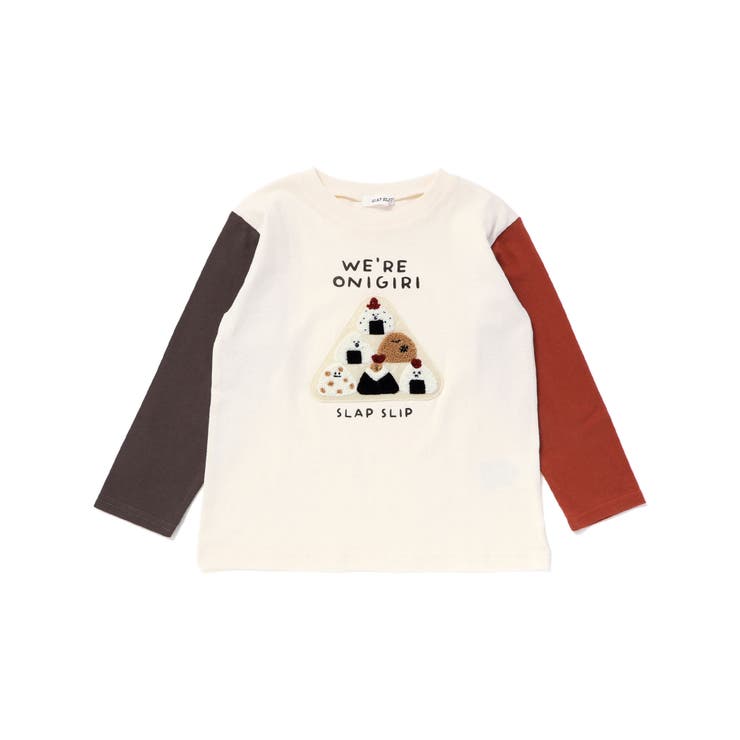 【お揃い】おにぎりサガラ刺しゅう袖配色Tシャツ(80~130cm) | SLAP SLIP | 詳細画像4 