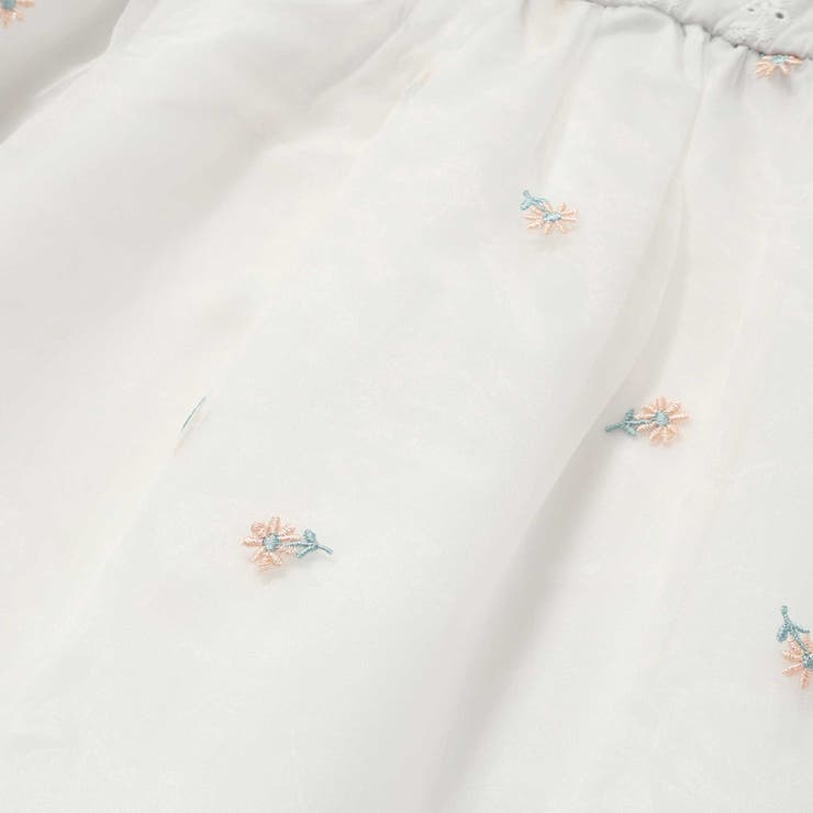 花柄刺しゅうオーガンジービスチェドッキングTシャツ(80~130cm