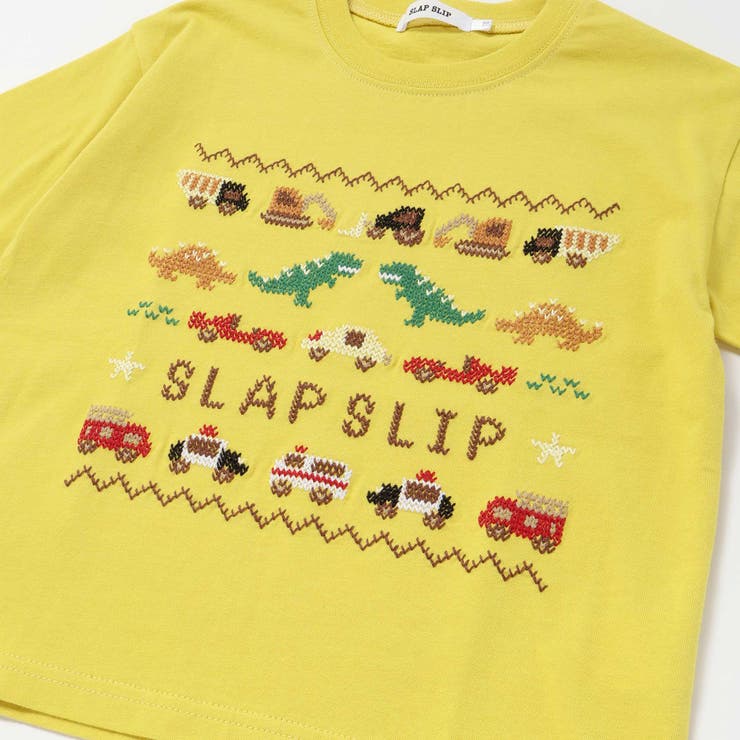 はたらくくるま恐竜ステッチ刺しゅうTシャツ(80~130cm) | SLAP SLIP | 詳細画像11 