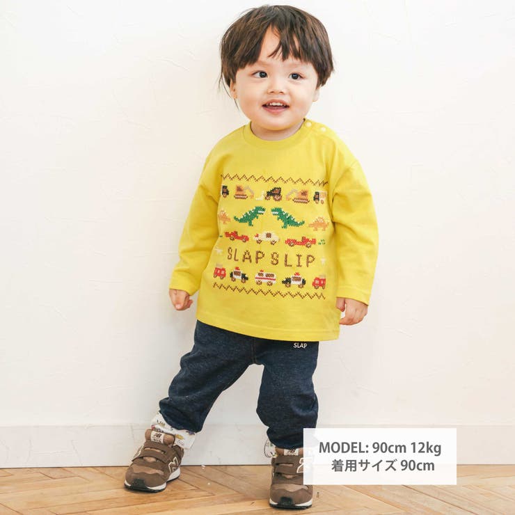 はたらくくるま恐竜ステッチ刺しゅうTシャツ(80~130cm) | SLAP SLIP | 詳細画像3 