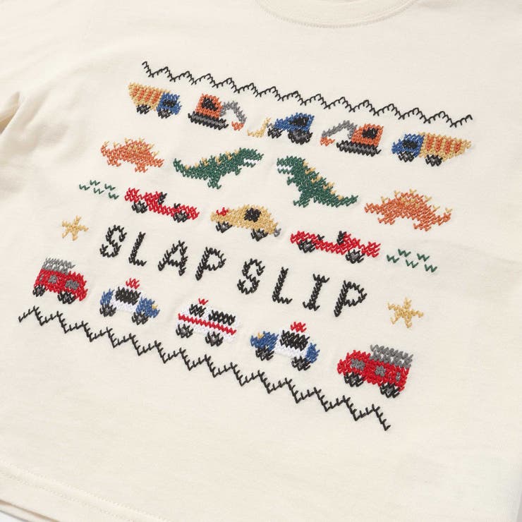 はたらくくるま恐竜ステッチ刺しゅうTシャツ(80~130cm) | SLAP SLIP | 詳細画像7 