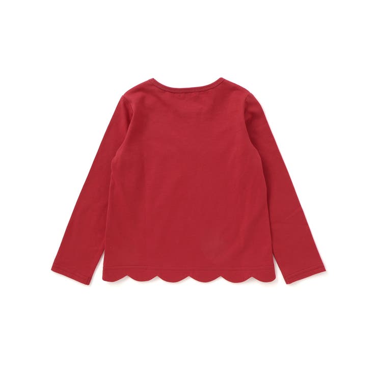 無地ボーダーイチゴ花刺しゅう裾スカラップTシャツ(80~130cm) | SLAP SLIP | 詳細画像5 